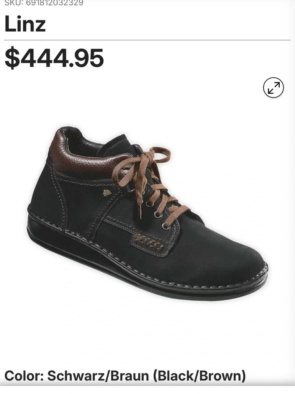 Finn Comfort Linz Ankle Boots EU 38 US 7.5-8 Black Nubuck Comfort Walking Shoes